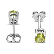 5x7mm Oval Prong-Set Peridot Stone Sterling Silver Stud Earrings - e446